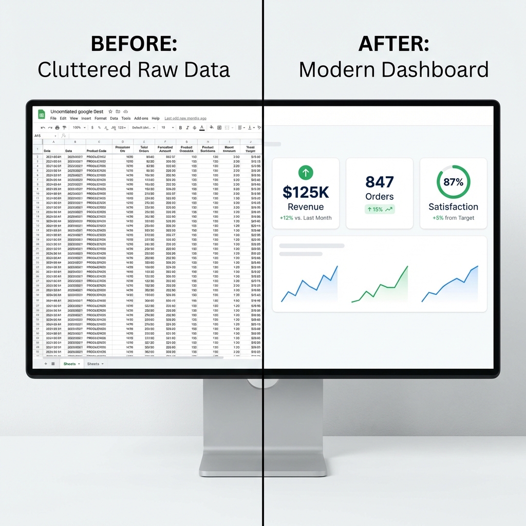 Before and after dashboard transformation