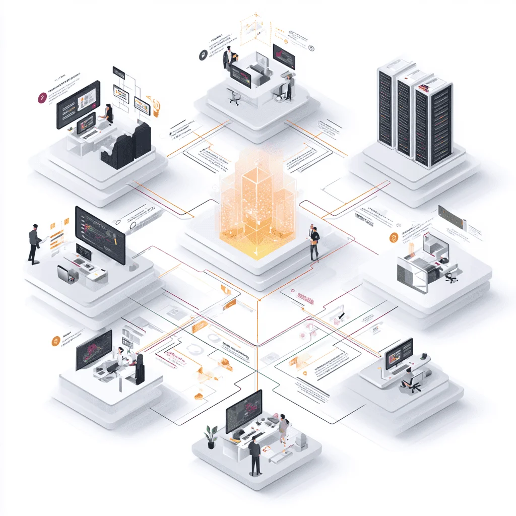Data integration architecture connecting multiple systems and
    sources