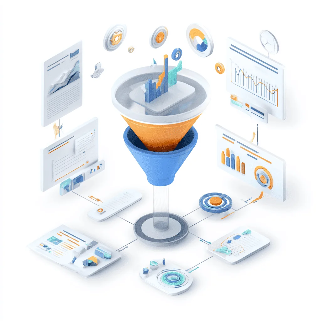 Sales and marketing funnels merging into unified analytics view