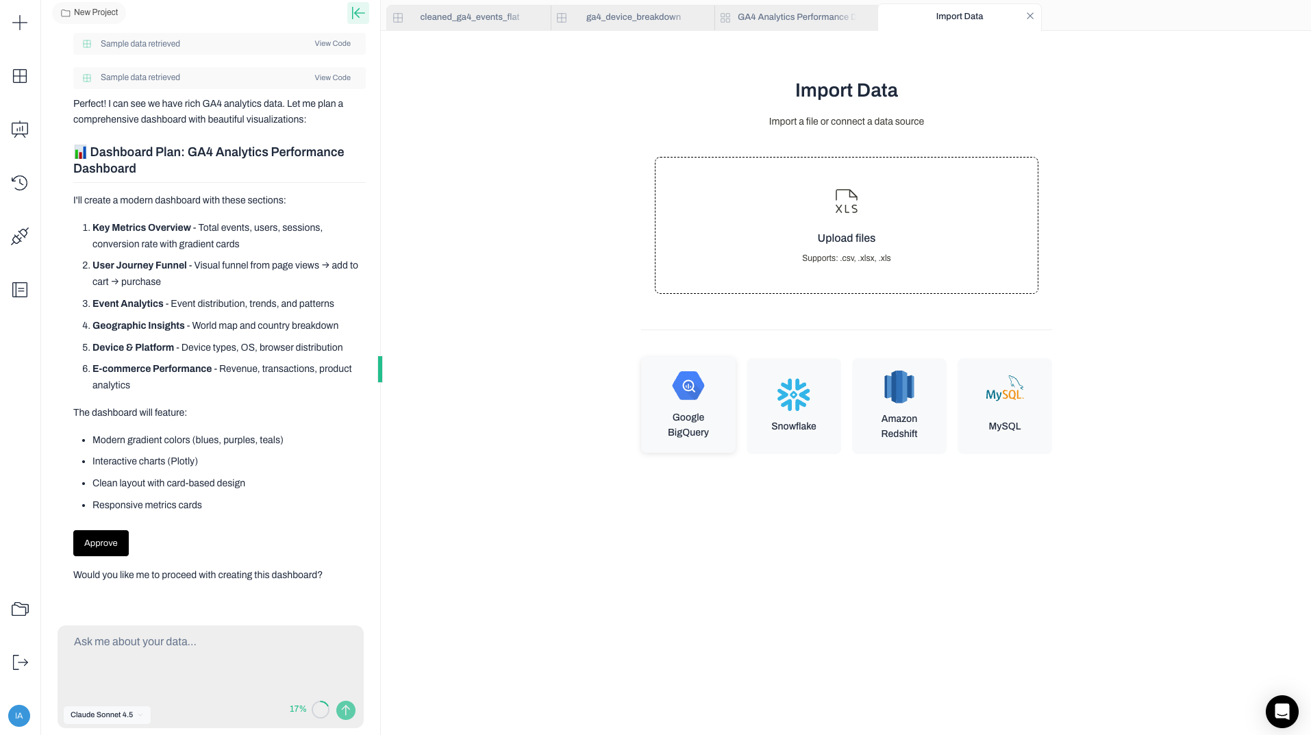BigQuery dashboard view 2